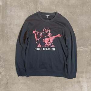 True Religion Buddha Guitar Crewneck Sweatshirt Black Red Graphic